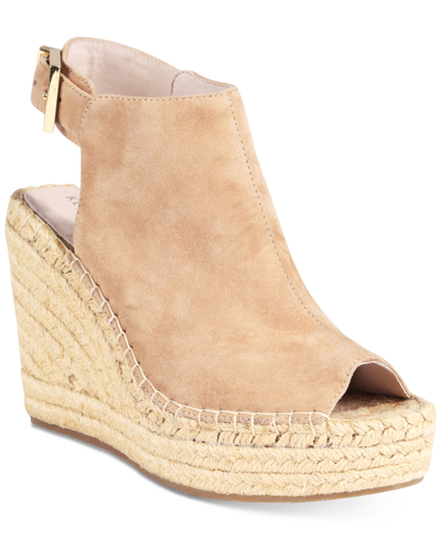 Kenneth Cole New York Women's Olivia Espadrille Peep-toe Wedges In Almond