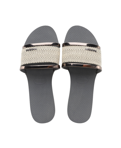 Havaianas 'you Trancoso Premium' Logo Plaque Triple Band Flatform Sandals In Steel Gray