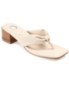 Journee Collection Seelah Womens Faux Leather Thong Block Heels In Bone