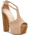 Jessica Simpson Dany Womens Peep Toe Suede Platform Heels In Beige