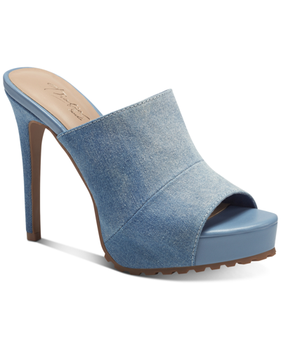 Thalia Sodi Cindie Womens Platforms Peep-toe Mule Sandals In Blue