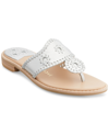 Jack Rogers Jacks Woven Leather Thong Sandals In Silver
