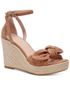 Kate Spade Tianna Suede Bow Wedge Espadrille Sandals In Medium Biscotti