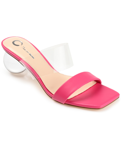 Journee Collection Women's July Lucite Sandals In Magenta