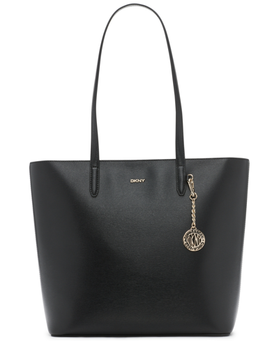 Dkny Bryant North South Convertible Strap Tote Bag In Black/gold-tone