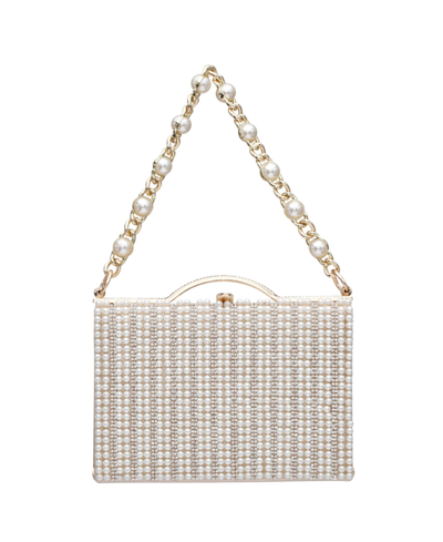 Nina Women's Imitation Pearl And Crystal Minaudiere In White