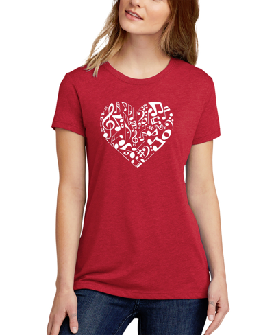 La Pop Art Women's Premium Blend Word Art Heart Notes T-shirt In Red