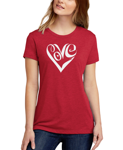 La Pop Art Women's Premium Blend Word Art Script Love Heart T-shirt In Red