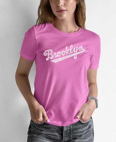 La Pop Art Women's Word Art Brooklyn Neighborhoods T-shirt In Pink
