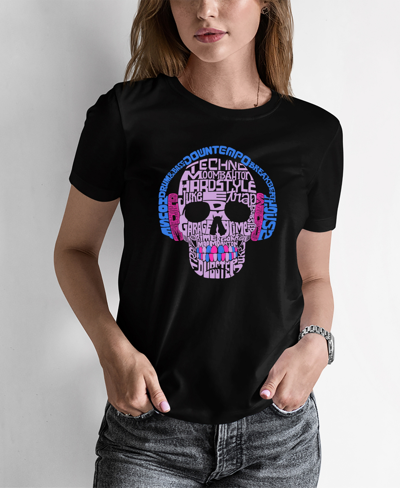 La Pop Art Women's Word Art Styles Of Edm Music T-shirt In Black