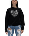 La Pop Art Women's Crewneck Word Art Heart Notes Sweatshirt Top In Black