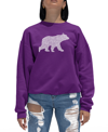 La Pop Art Women's Crewneck Word Art Mama Bear Sweatshirt Top In Purple