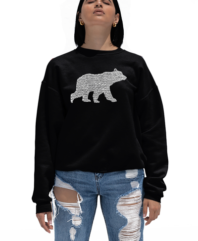 La Pop Art Women's Crewneck Word Art Mama Bear Sweatshirt Top In Black