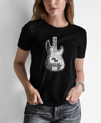 La Pop Art Women's Premium Blend Word Art Bass Guitar T-shirt In Black