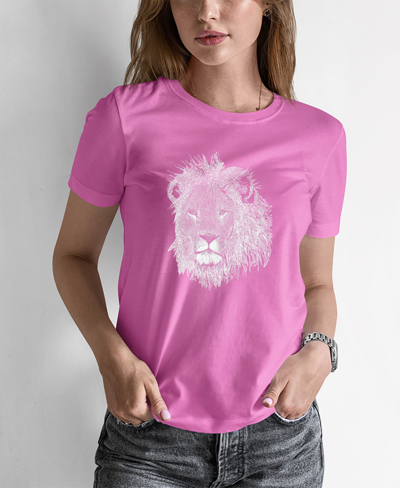 La Pop Art Women's Word Art Lion T-shirt In Pink