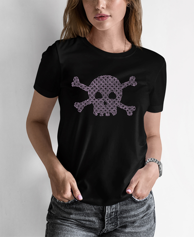 La Pop Art Women's Word Art Xoxo Skull T-shirt In Black