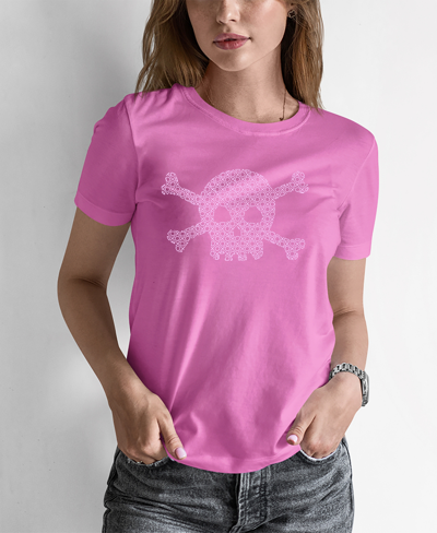La Pop Art Women's Word Art Xoxo Skull T-shirt In Pink