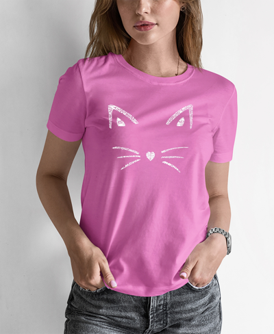 La Pop Art Women's Word Art Whiskers T-shirt In Pink