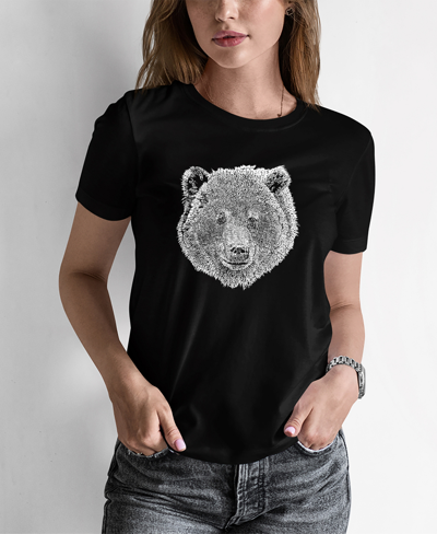 La Pop Art Women's Premium Blend Word Art Bear Face T-shirt In Black