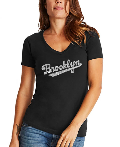 La Pop Art Women's Premium Blend Word Art Brooklyn Neighborhoods T-shirt In Black