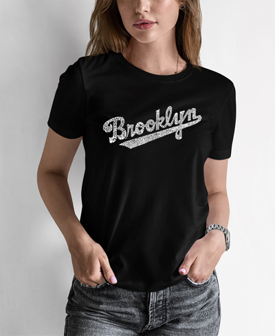 La Pop Art Women's Word Art Brooklyn Neighborhoods T-shirt In Black