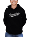 La Pop Art Women's Hooded Word Art Brooklyn Neighborhoods Sweatshirt Top In Black