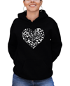 La Pop Art Women's Hooded Word Art Heart Notes Sweatshirt Top In Black