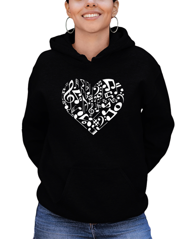 La Pop Art Women's Word Art Paw Prints Heart Hooded Sweatshirt In Black