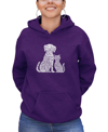 La Pop Art Women's Hooded Word Art Dogs And Cats Sweatshirt Top In Purple