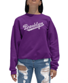 La Pop Art Women's Crewneck Word Art Brooklyn Neighborhoods Sweatshirt Top In Purple