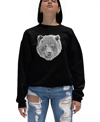 LA POP ART WOMEN'S CREWNECK WORD ART BEAR FACE SWEATSHIRT TOP
