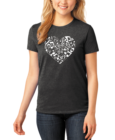 La Pop Art Women's Premium Blend Word Art Heart Notes T-shirt In Black