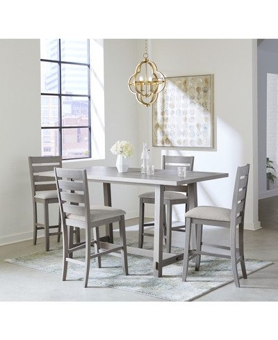 Macy's Closeout! Max Meadows Counter Height 5-pc Dining Set (rectangular Trestle Table + 4 Chairs) In Grey