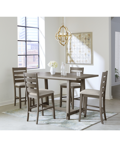 Macy's Closeout! Max Meadows Counter Height 5-pc Dining Set (rectangular Trestle Table + 4 Chairs) In Light Brown