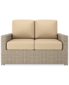 Furniture Sydney Woven Outdoor Loveseat With Sunbrella Spectrum Sand Cushions In Spectrum Sand