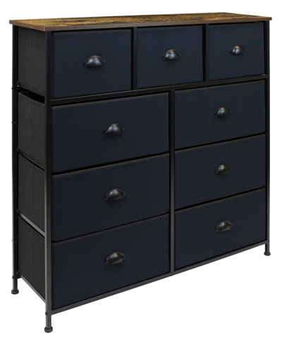 Sorbus 9 Drawer Chest Dresser With Wood Top In Black
