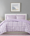 PEM AMERICA LILAC GINGHAM 3-PC. FULL/QUEEN COMFORTER SET, CREATED FOR MACY'S BEDDING
