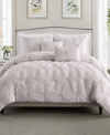 CATHAY HOME INC. FLORAL PINTUCK FULL/QUEEN COMFORTER SET