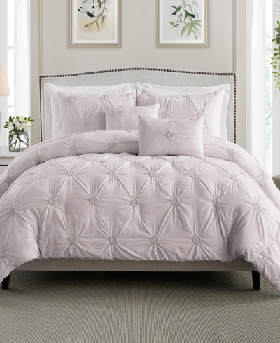 Cathay Home Inc. Floral Pintuck Full/queen Comforter Set In Rose Blush