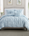 Cathay Home Inc. Floral Pintuck Comforter Set, Twin/twin Xl In Baby Blue