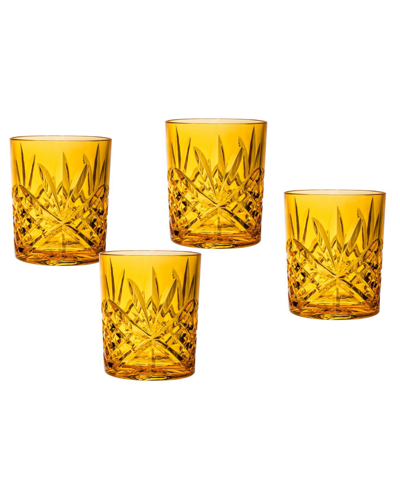 Godinger Dublin Acrylic Double Old-fashioned Glasses, Set Of 4 In Yellow