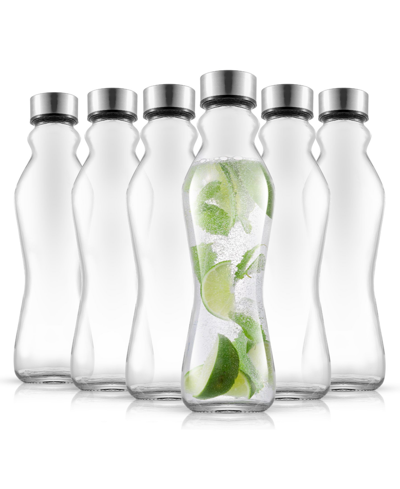 Joyjolt Spring Glass 18 oz Insulated Water Bottles With Stainless Steel Cap Set, 6 Pieces In Clear