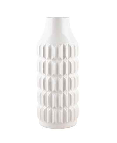 Home Essentials 16" Modern Textured Vase In White