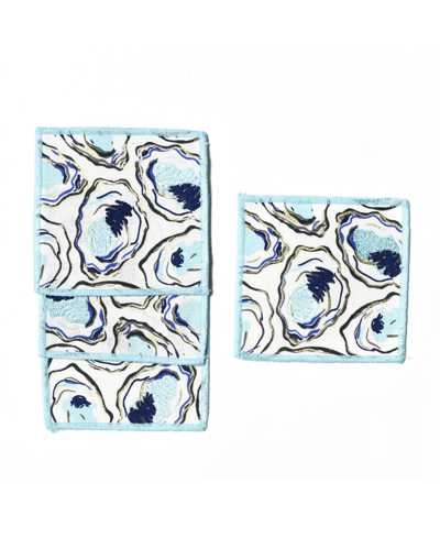 Coton Colors Oyster Print Cocktail Napkins, Set Of 4 In Blue