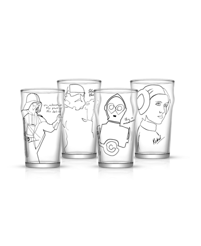 Joyjolt Star Wars Striking Sketch Characters Collection Print 19.2 oz Glasses Set, 4 Pieces In Clear