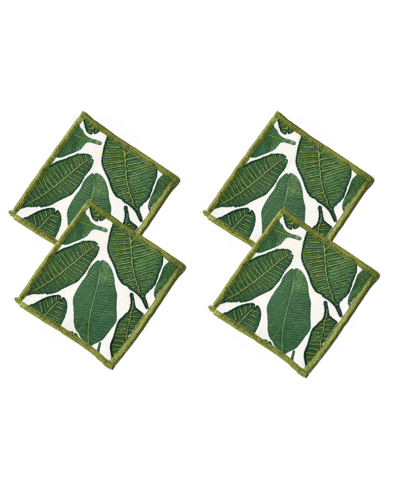 Coton Colors Palm Print Cocktail Napkins, Set Of 4 In Green