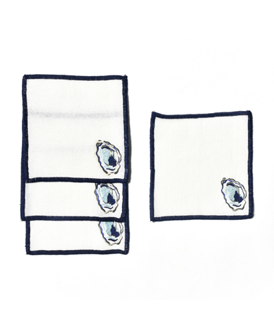 Coton Colors Oyster Cocktail Napkins, Set Of 4 In Blue