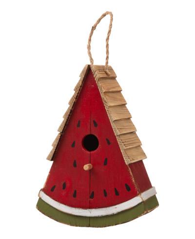 Glitzhome Distressed Watermelon Birdhouse, 11" In Red