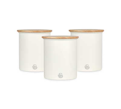 Salton Nordic Food Storage Canisters With Lids, Set Of 3 In Cotton White