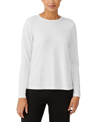 Eileen Fisher Long Sleeve Organic Cotton Top In White